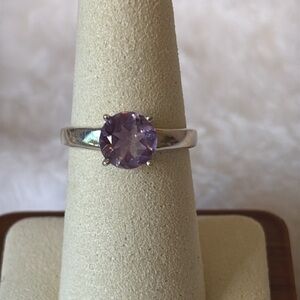 Natural Amethyst Round Solitaire 925 Sterling Silver Ring
